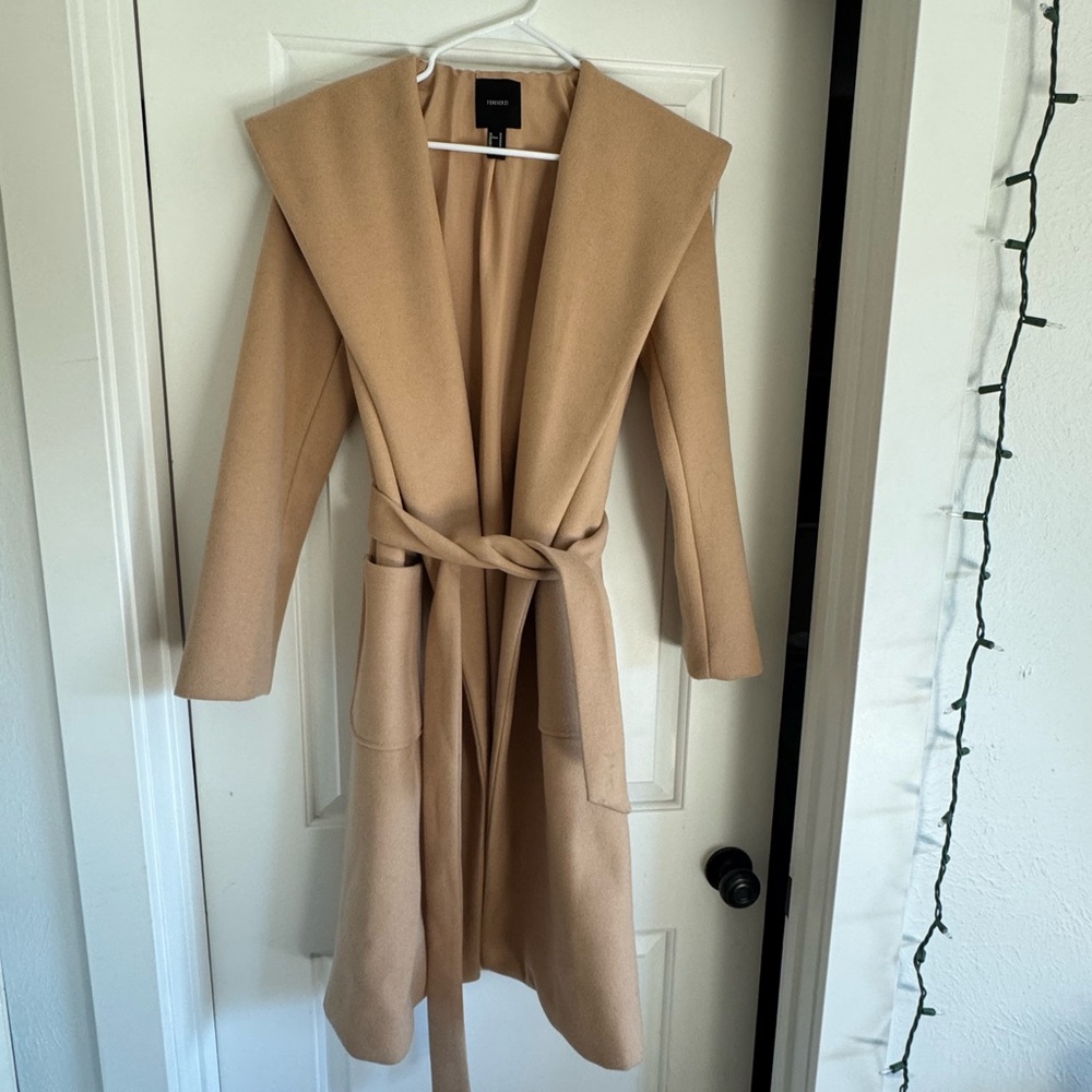 Forever 21 Camel Coat - Tie Waist